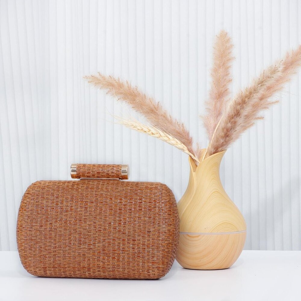 Small Straw Purse Clutch for Women,Woven Handbag Raffia Bag for Summer,Wicker Ev - Picture 6 of 6